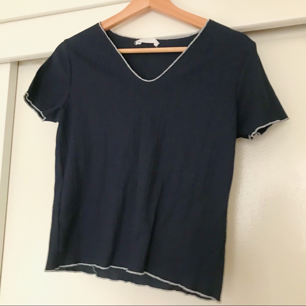 Mango navy v neck T-Shirt